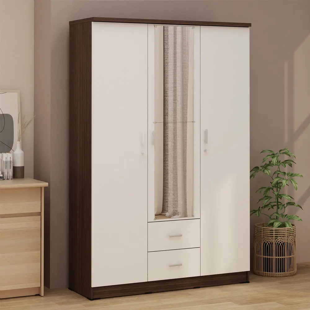 PIRA METROPOLIS OX - ASTA 3PL LEMARI PAKAIAN 3 PINTU warna AMERICAN WALNUT - WHITE - PIRA METROPOLIS OX - foto 4
