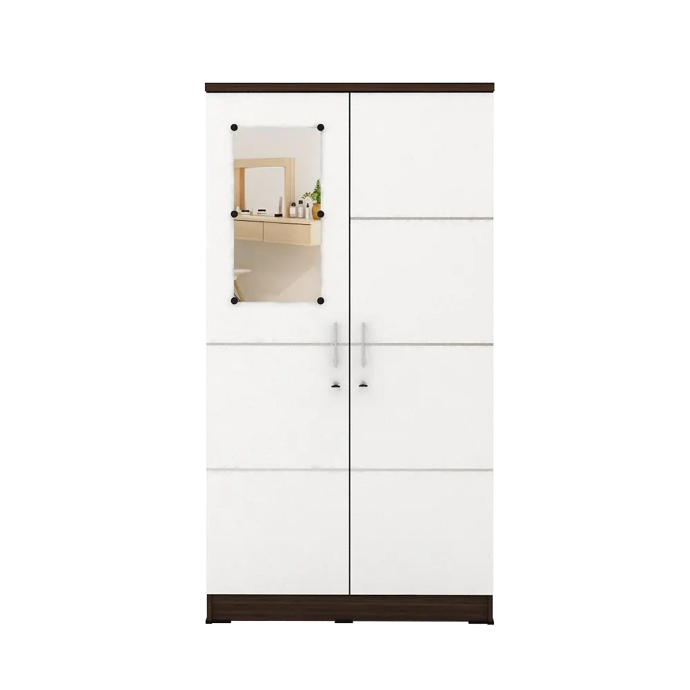PIRA METROPOLIS - ALBA 2PM LT LEMARI PAKAIAN MEDIUM 2 PINTU warna AMERICAN WALNUT - WHITE - WHITE - METROPOLIS - foto 5