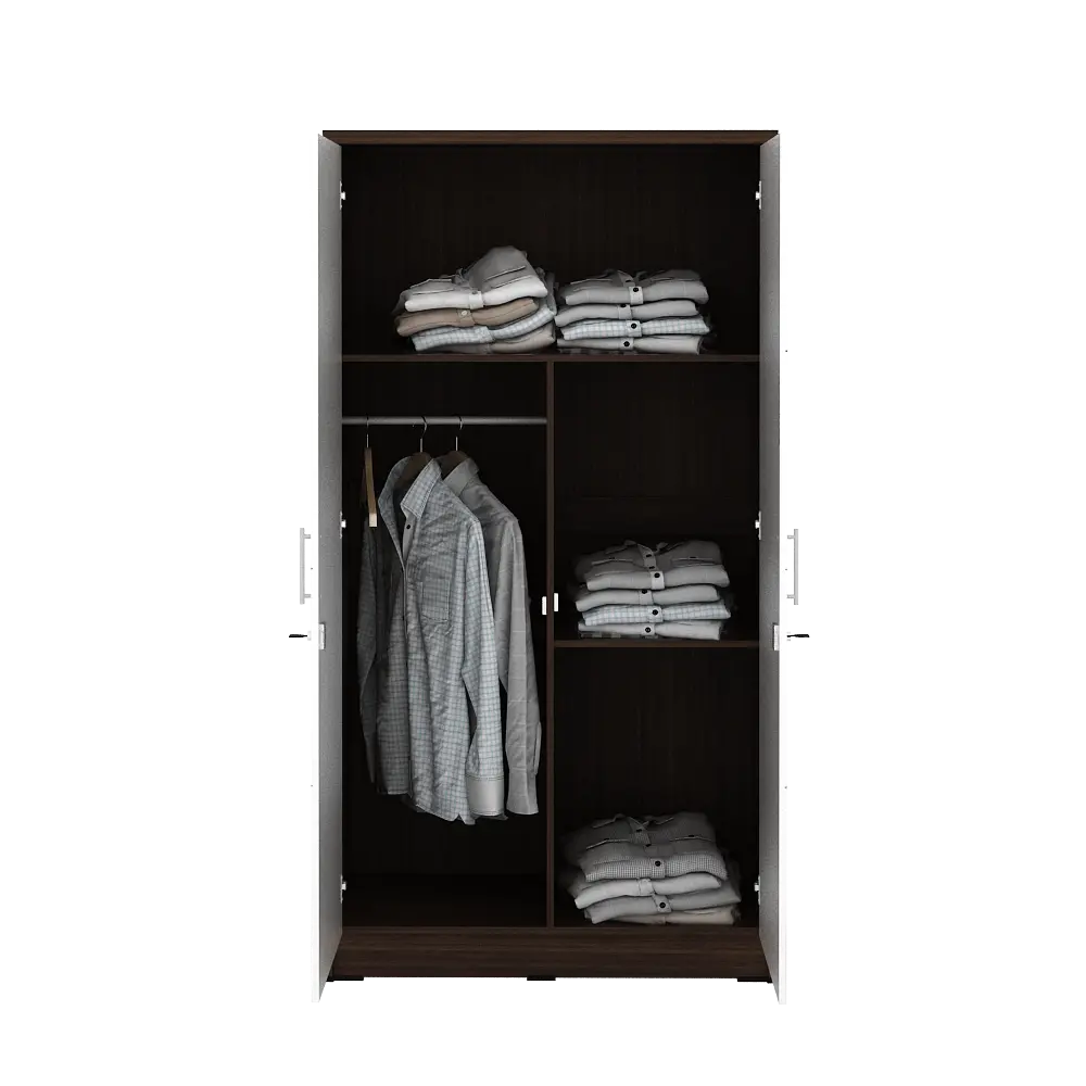 PIRA METROPOLIS - ALBA 2PM LT LEMARI PAKAIAN MEDIUM 2 PINTU warna AMERICAN WALNUT - WHITE - WHITE - METROPOLIS - foto 7