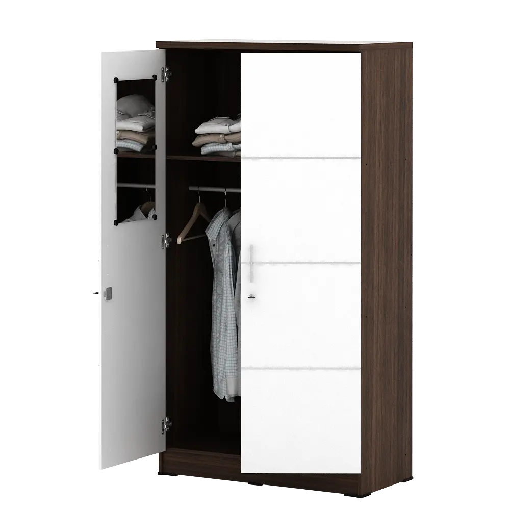 PIRA METROPOLIS - ALBA 2PM LT LEMARI PAKAIAN MEDIUM 2 PINTU warna AMERICAN WALNUT - WHITE - WHITE - METROPOLIS - foto 8