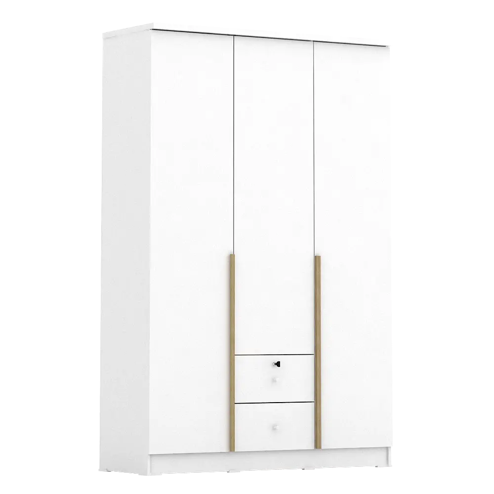 PIRA METROPOLIS -  YONA 3P 2DR LEMARI PAKAIAN 3 PINTU DENGAN 2 LACI warna WHITE - YELLOW OAK - PIRA METROPOLIS - foto 5
