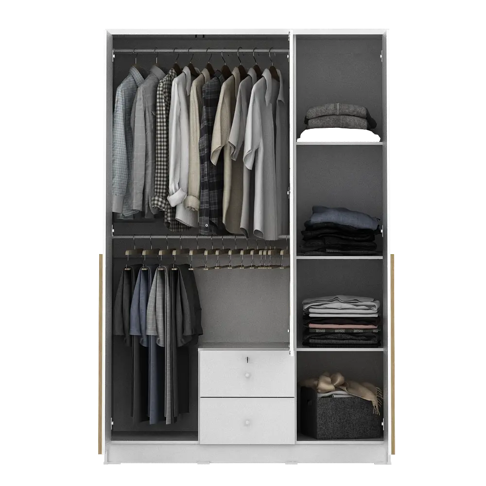 PIRA METROPOLIS -  YONA 3P 2DR LEMARI PAKAIAN 3 PINTU DENGAN 2 LACI warna WHITE - YELLOW OAK - PIRA METROPOLIS - foto 7