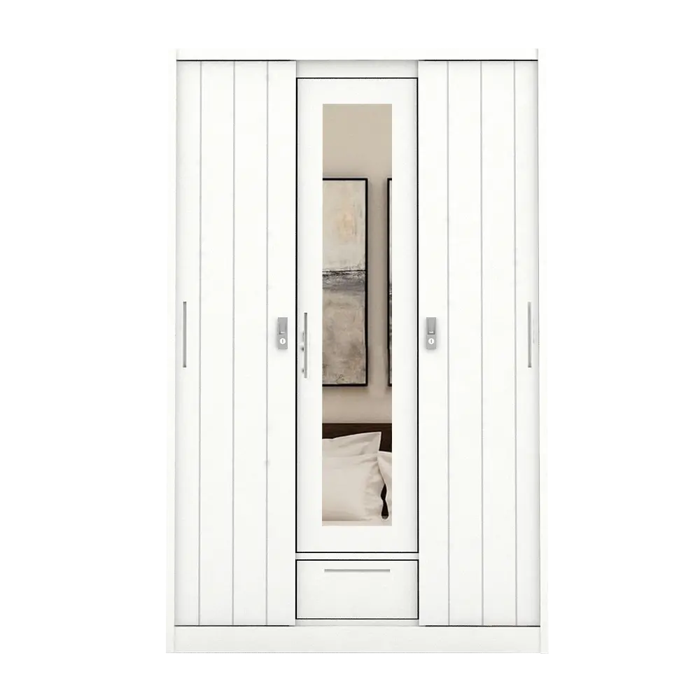 PIRA - SAXON 3 SSL MWD LEMARI PAKAIAN BESI 3 PINTU warna WHITE - BAVARIAN - foto 7