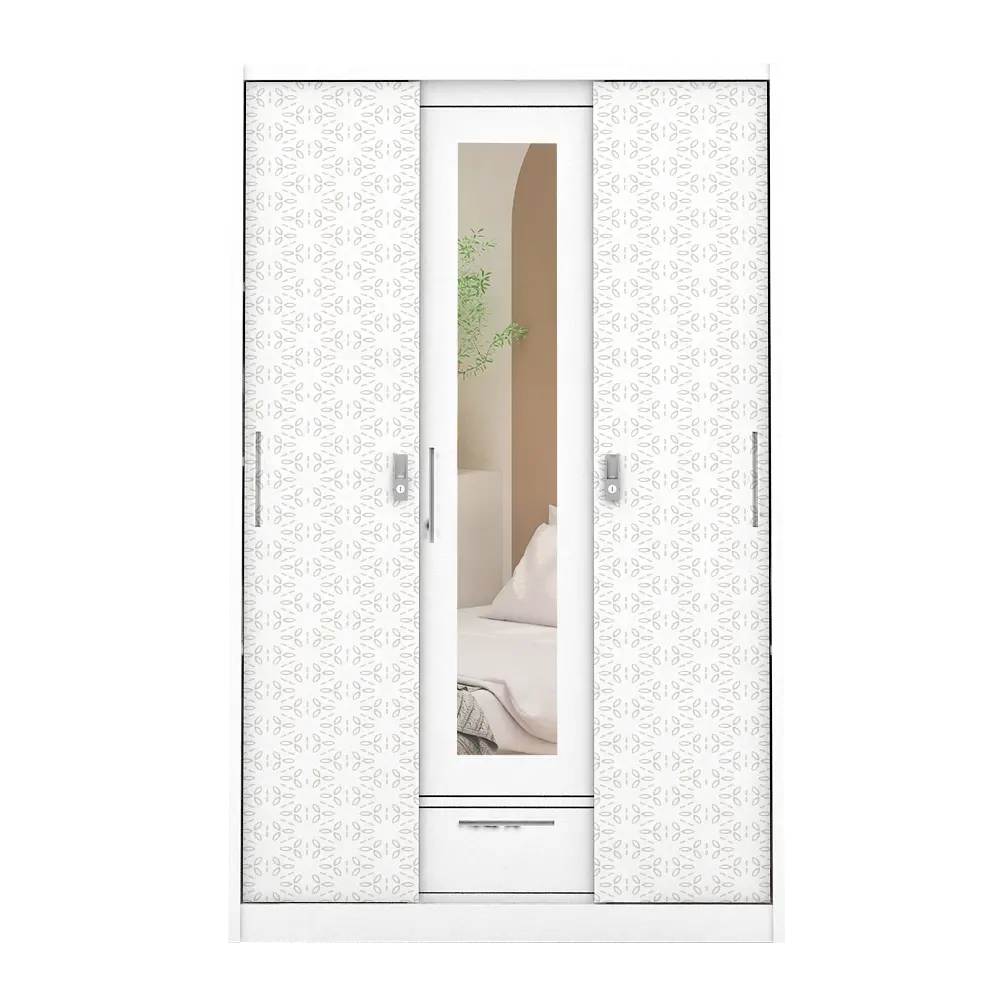 PIRA METROPOLIS -  VILO 3SSL A MWD LEMARI PAKAIAN BESI 3 PINTU SLIDING / PINTU GESER warna WHITE - METROPOLIS - foto 4