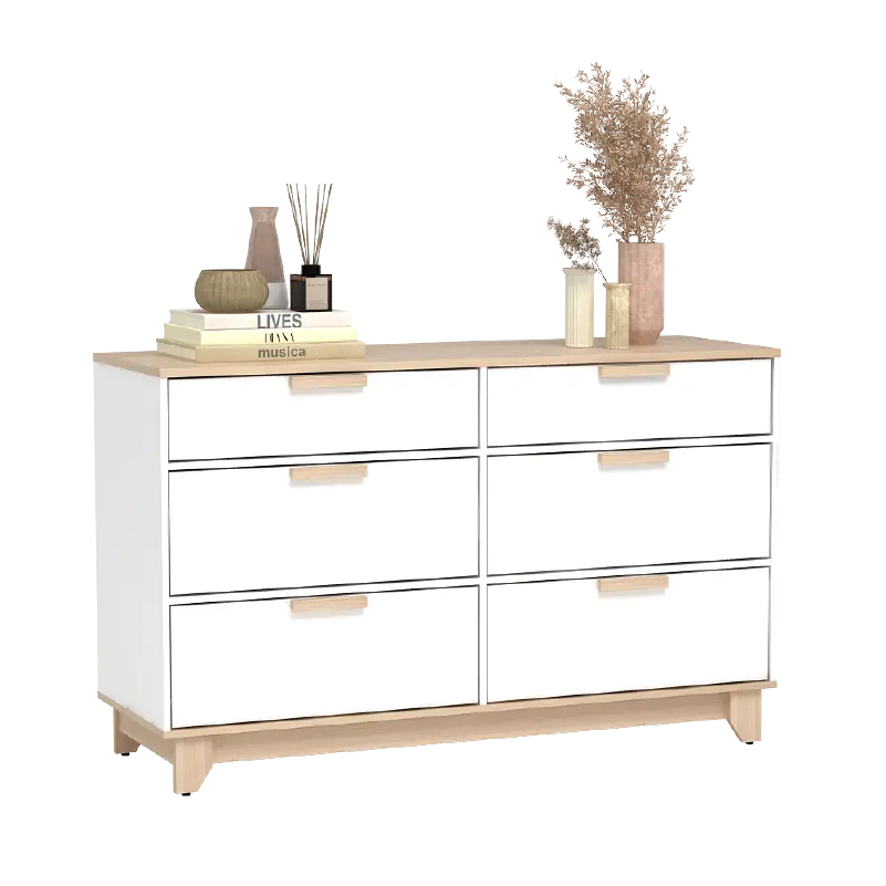 PIRA METROPOLIS -  BEN CH3+3 LEMARI LACI 3+3 SUSUN / KABINET warna PRO OAK - WHITE - PIRA METROPOLIS - foto 12