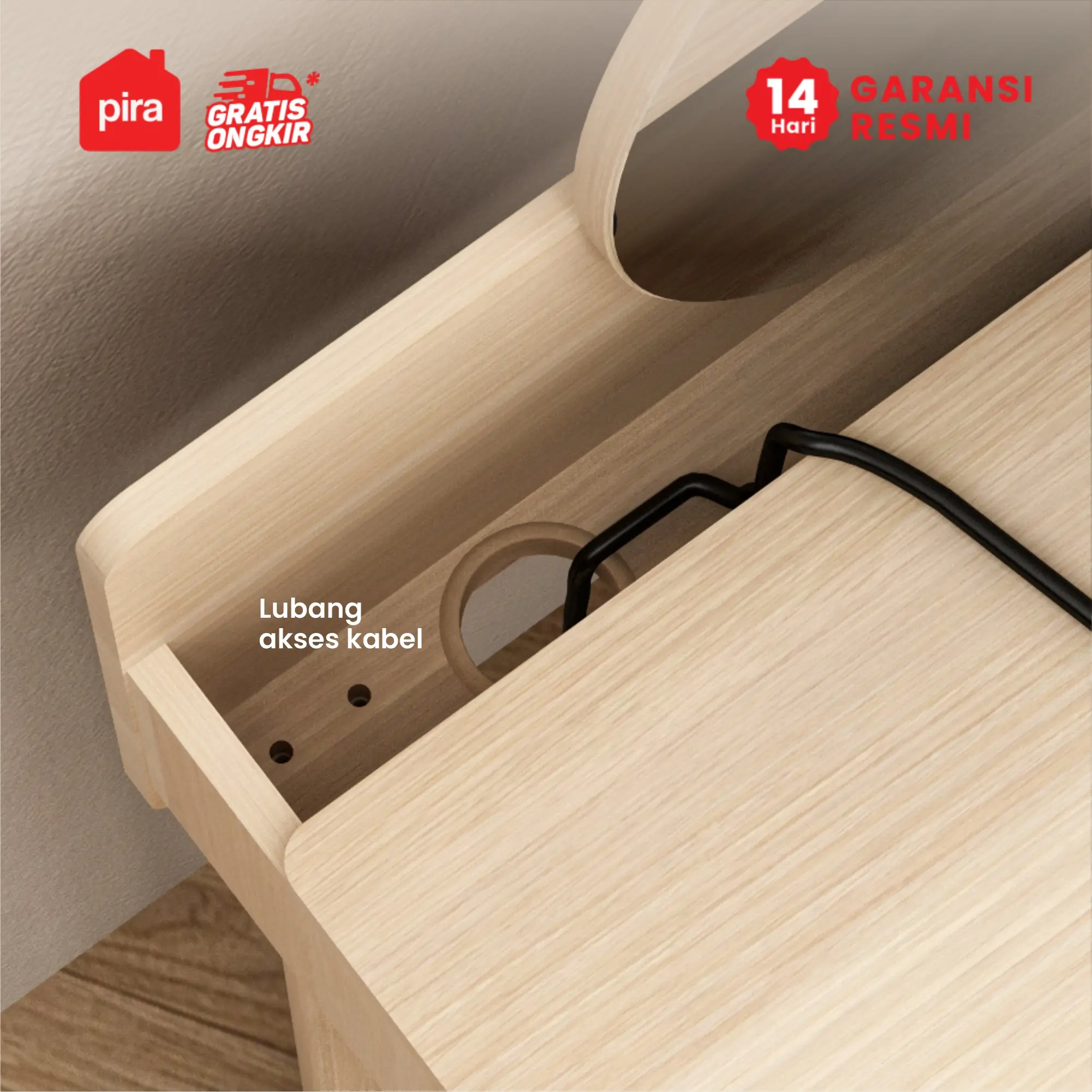 PIRA - LAURA DS100 MEJA RIAS DENGAN CERMIN LEPAS PASANG / MEJA BELAJAR / MEJA KERJA warna PRO OAK - WHITE SM - PIRA - foto 5