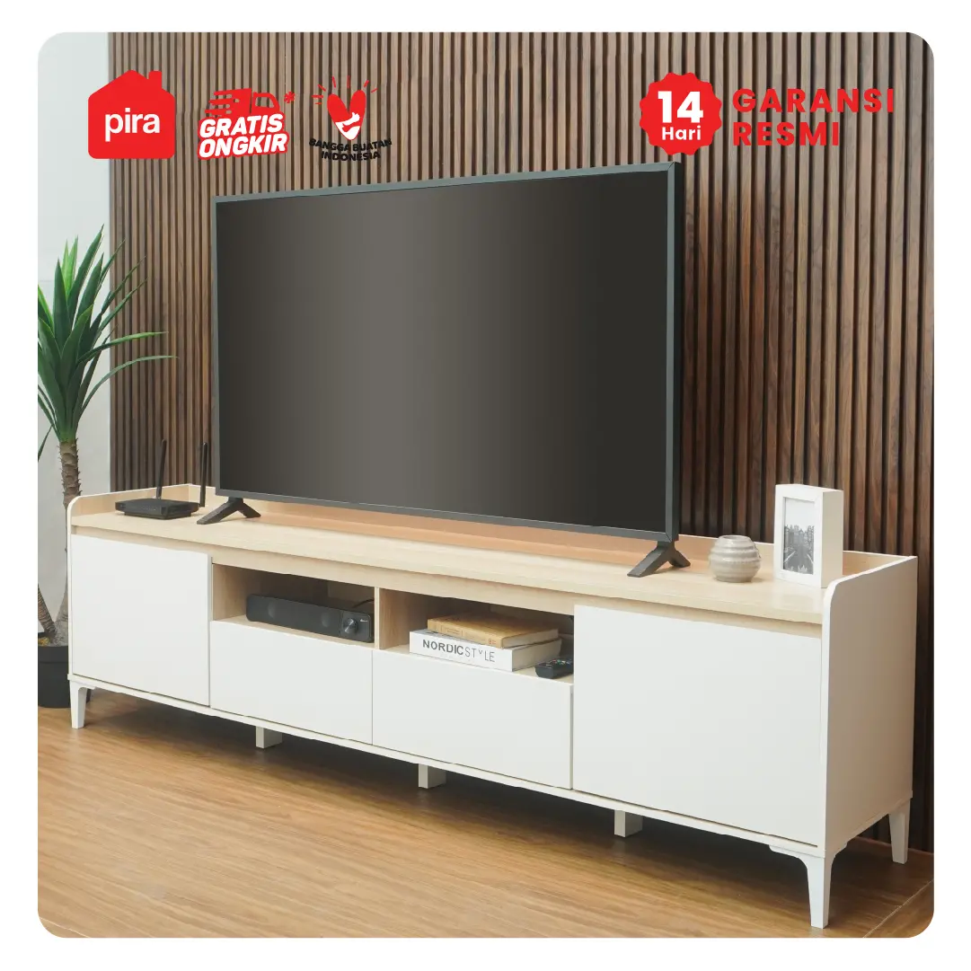 PIRA METROPOLIS OX - HIRO AVA TV160 MEJA TV / RAK TV warna WHITE - PRO OAK - PIRA METROPOLIS OX - foto 2
