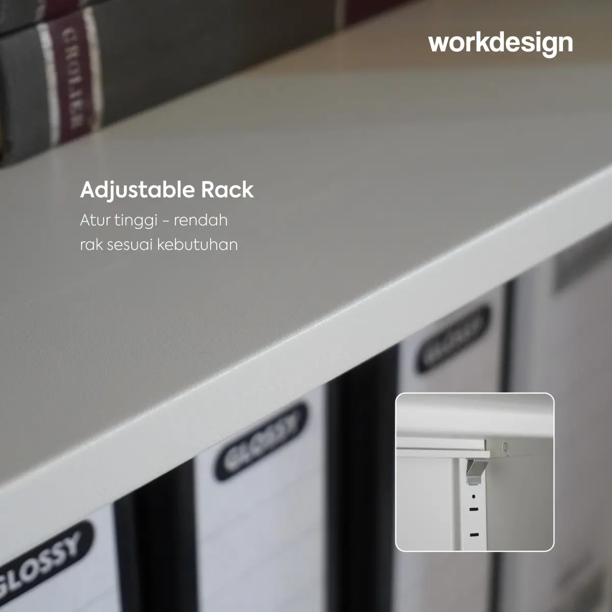 WORKDESIGN BURO MBC 2 HG RAK BUKU BESI / LEMARI ARSIP KANTOR warna WHITE - WORKDESIGN - foto 3