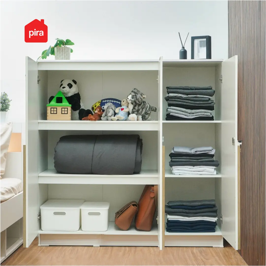 PIRA METROPOLIS - YONA BLS120 LEMARI PAKAIAN 3 PINTU FULL RAK warna WHITE - YELLOW OAK - PIRA METROPOLIS - foto 5