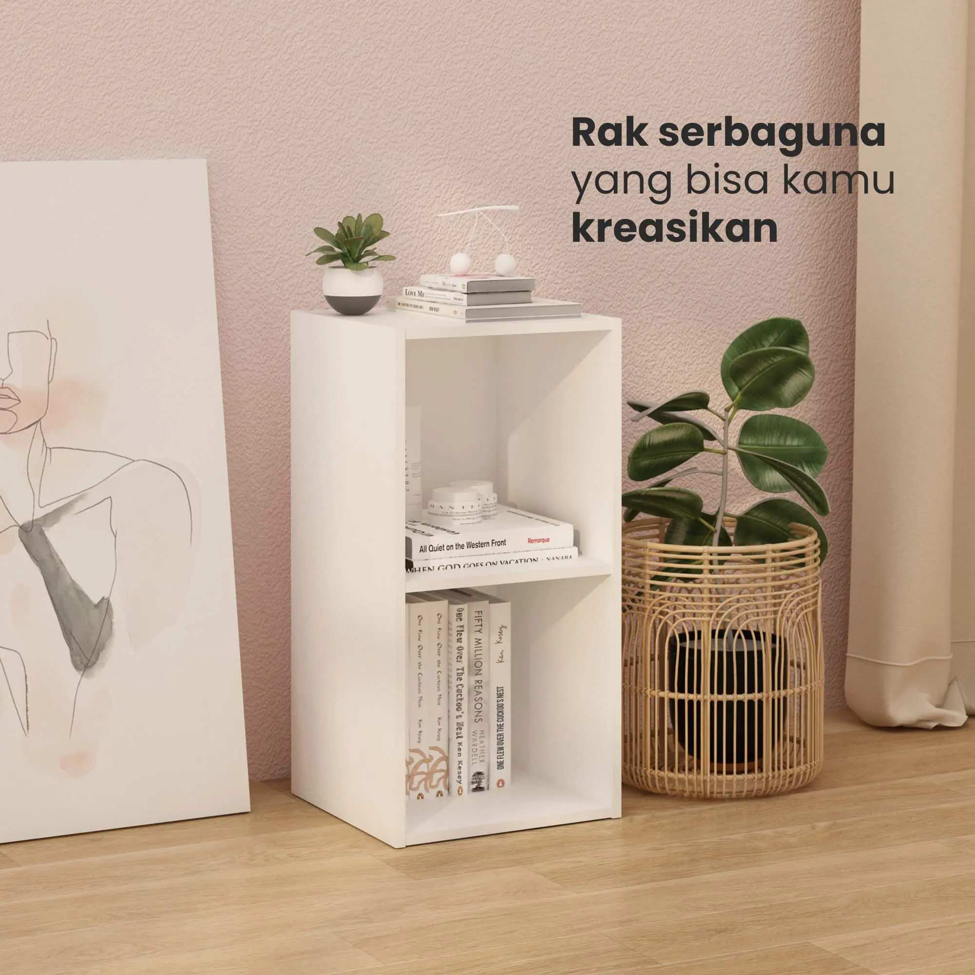 PIRA METROPOLIS -  HAKO SU 2X1 RAK 2 SUSUN / RAK SUSUN SERBAGUNA / RAK BUKU warna WHITE - PIRA METROPOLIS - foto 2