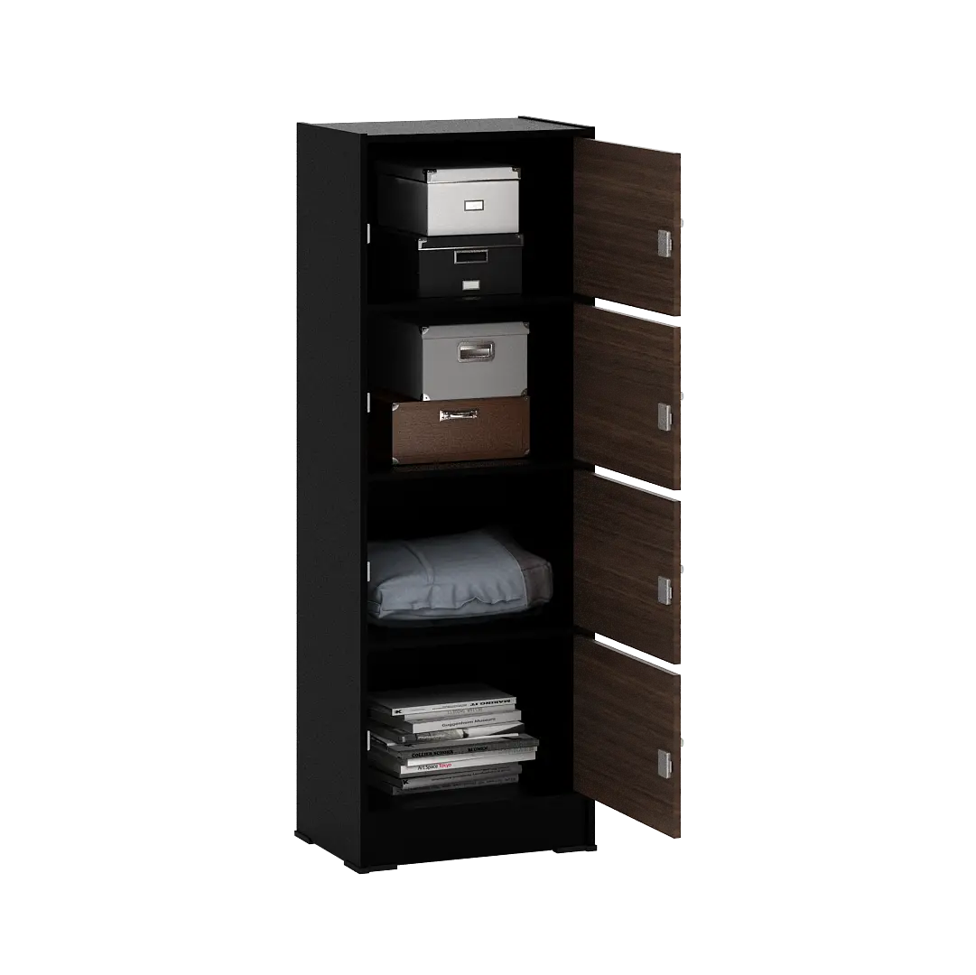 PIRA METROPOLIS OX - ARUNA RSG 4 RAK SERBAGUNA / RAK SUSUN 4 PINTU warna BLACK - AMERICAN WALNUT - PIRA METROPOLIS OX - foto 4