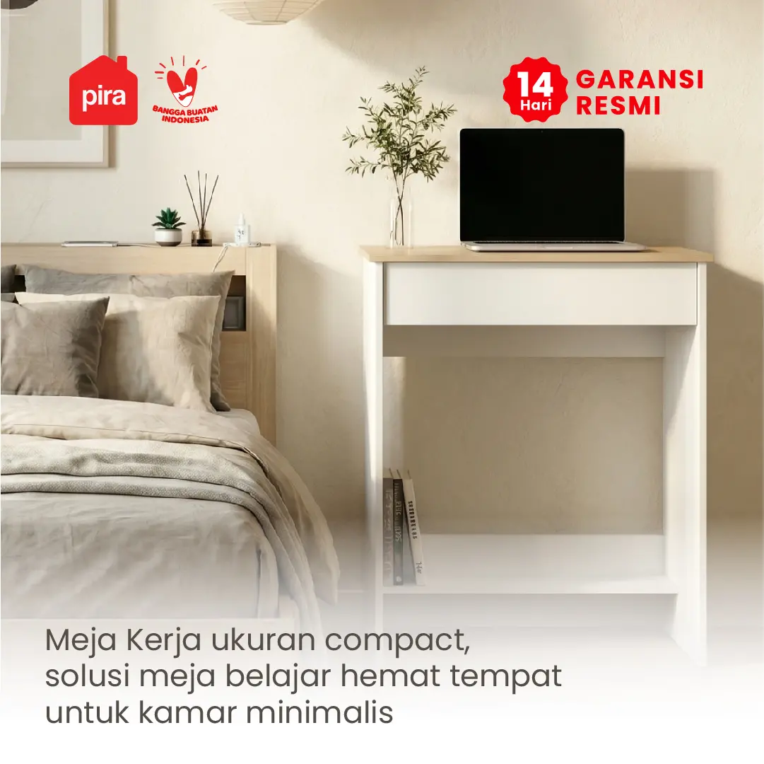 PIRA METROPOLIS OX -  ARUNA DK61 MEJA BELAJAR / MEJA KOMPUTER DENGAN LACI warna WHITE - PRO OAK - PIRA METROPOLIS OX - foto 2