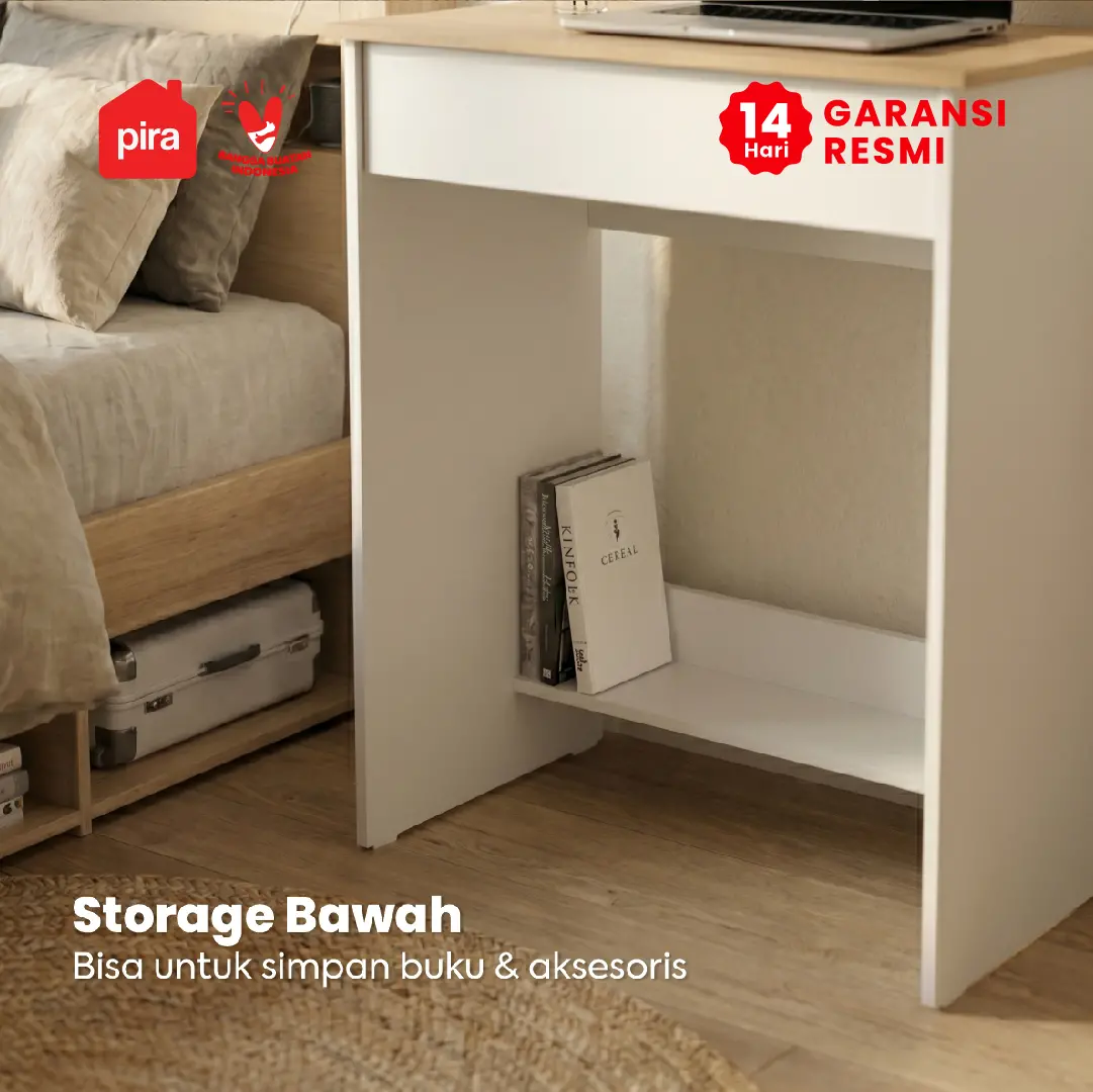 PIRA METROPOLIS OX -  ARUNA DK61 MEJA BELAJAR / MEJA KOMPUTER DENGAN LACI warna WHITE - PRO OAK - PIRA METROPOLIS OX - foto 5