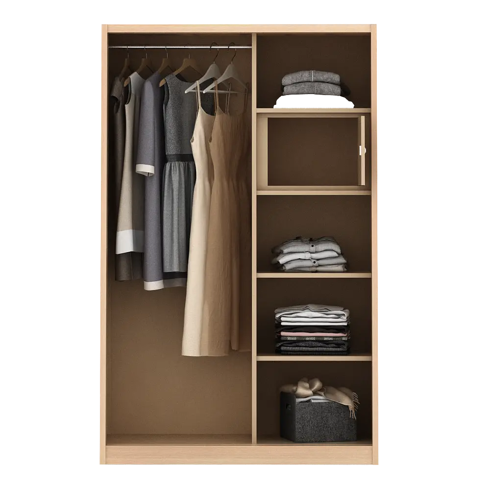 PIRA - ASHTON 120A MWDSL LEMARI PAKAIAN BESI SLIDING / GESER MOTIF KAYU warna LIGHT ASH - WHITE - PIRA - foto 7