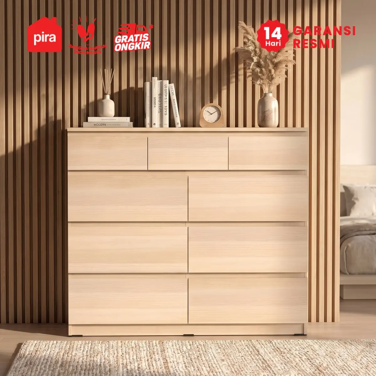 PIRA - LINUS CH6+3 LEMARI LACI / LEMARI SUSUN / DRAWER warna PRO OAK - PIRA - foto 2