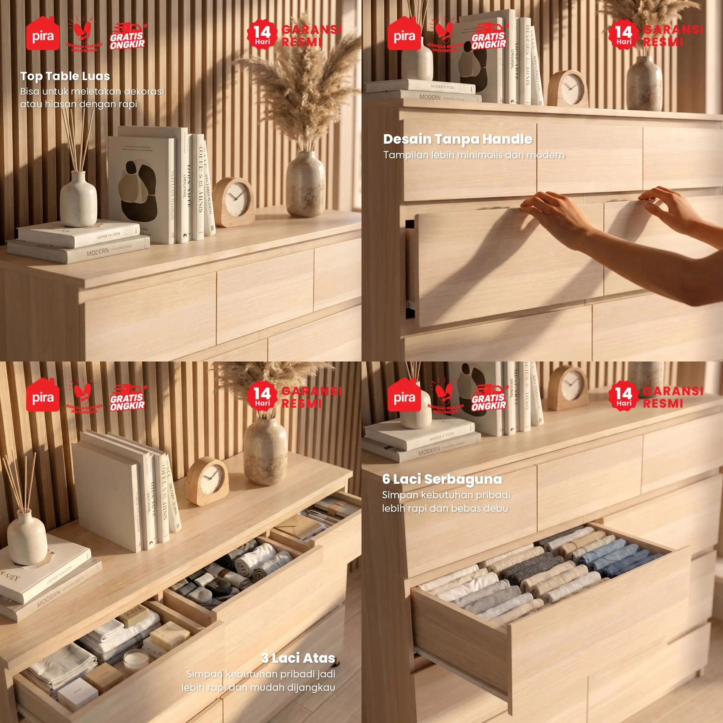 PIRA - LINUS CH6+3 LEMARI LACI / LEMARI SUSUN / DRAWER warna PRO OAK - PIRA - foto 4