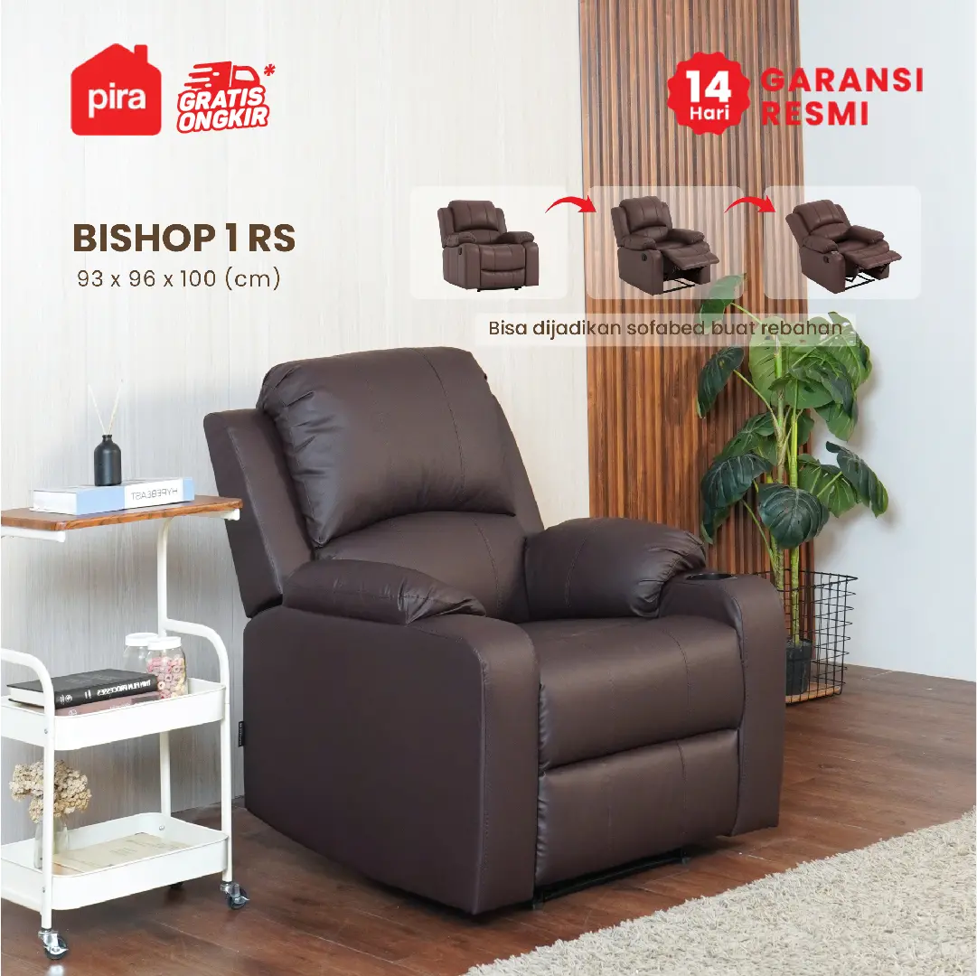 PIRA - BISHOP 1 RS SOFA / SOFA RECLINER warna DARK BROWN - BAVARIAN - foto 1