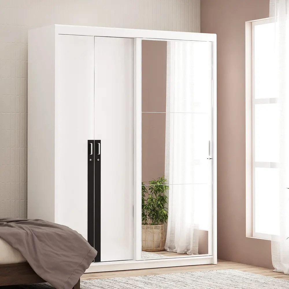 PIRA - IOWA WD164 SSL GL LEMARI PAKAIAN PINTU GESER warna WHITE GL - BLACK GL - PIRA - foto 6