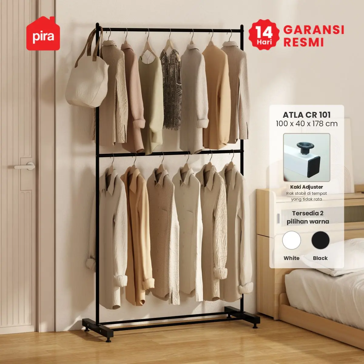 PIRA - ATLA CR 101 RAK GANTUNG BAJU / STAND GANTUNGAN / STAND HANGER / RAK BESI warna BLACK - PIRA - foto 1