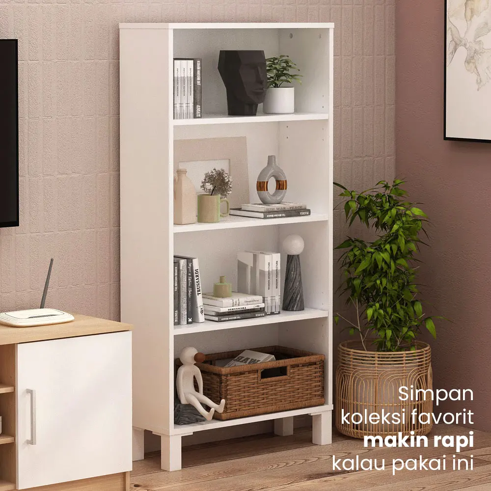 PIRA OX - POLKA BC60 RAK BUKU MINIMALIS SERBAGUNA 4 TINGKAT warna WHITE SM - PIRA OX - foto 2