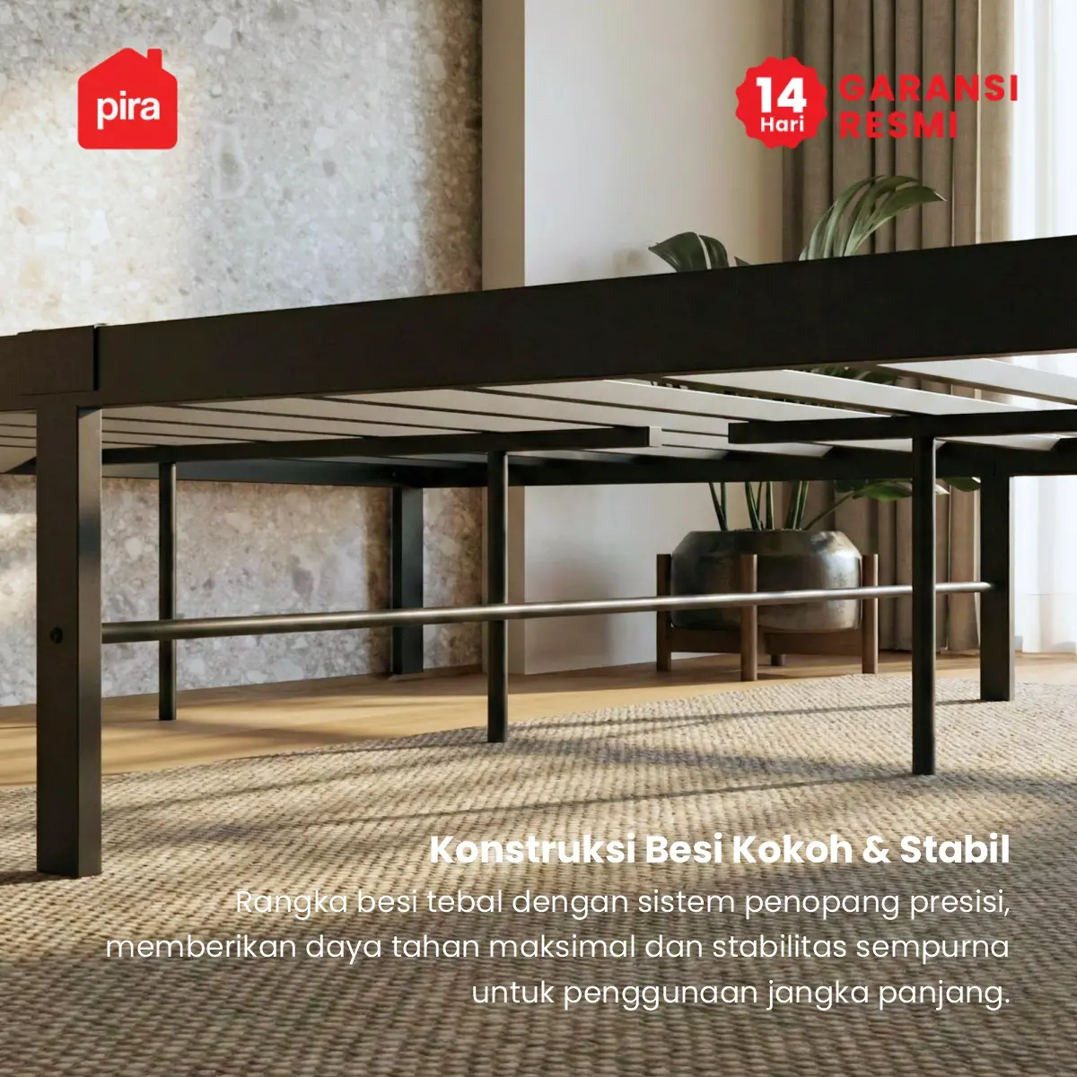 PIRA - BASE AVA MBD120 DIVAN BESI / DIPAN / TEMPAT TIDUR BESI warna BLACK - PIRA - foto 2