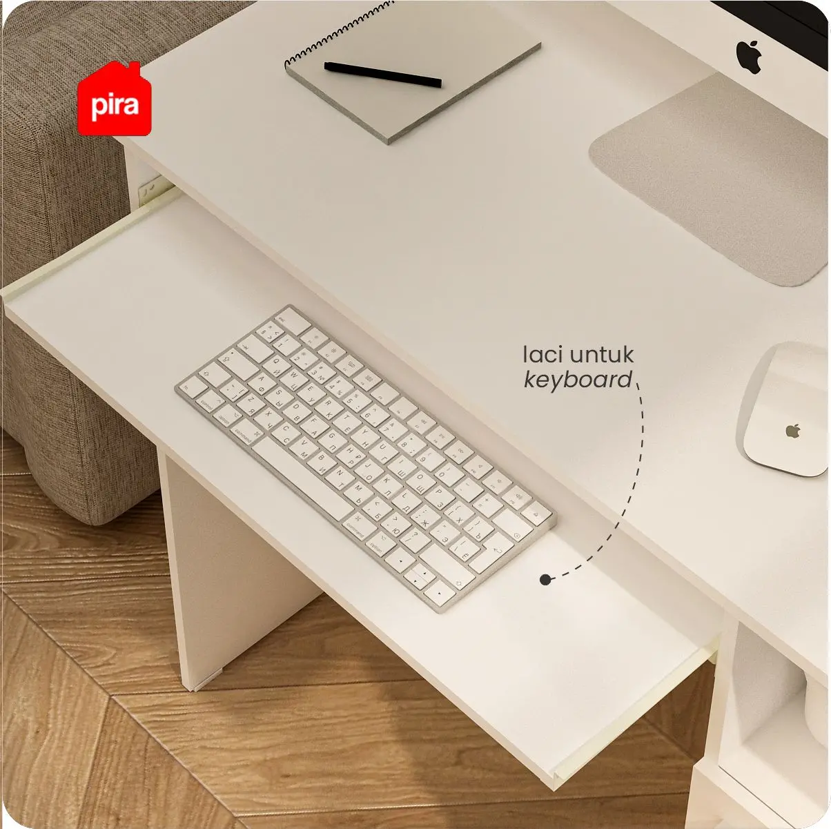 PIRA METROPOLIS - NATHAN DK100 MEJA BELAJAR / MEJA KERJA / MEJA KANTOR warna WHITE - PIRA METROPOLIS - foto 5