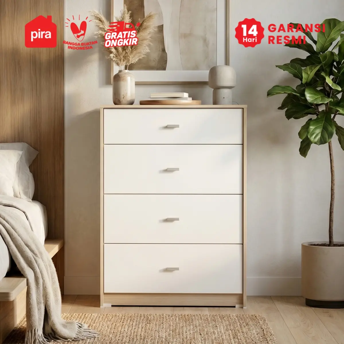 PIRA METROPOLIS OX -  KATO CH4 LEMARI LACI / DRAWER / LEMARI SUSUN warna PRO OAK - WHITE - PIRA METROPOLIS - foto 2