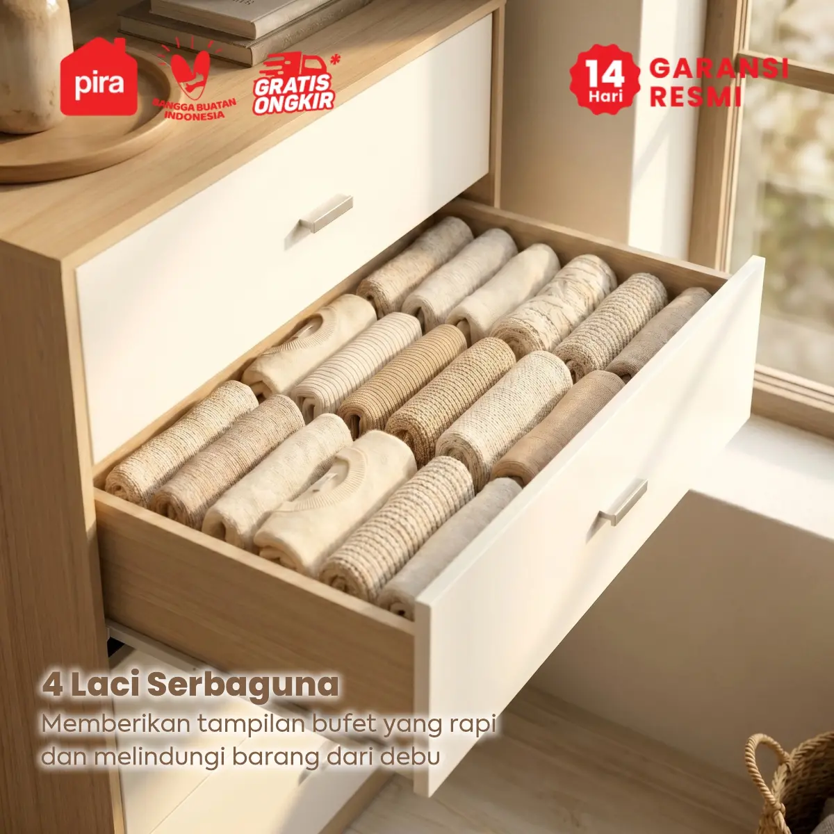 PIRA METROPOLIS OX -  KATO CH4 LEMARI LACI / DRAWER / LEMARI SUSUN warna PRO OAK - WHITE - PIRA METROPOLIS - foto 5