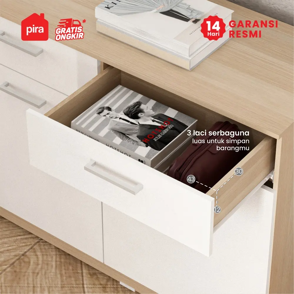 PIRA METROPOLIS OX - ARUNA SB151 BUFET / RAK DAPUR / KITCHEN SET BAWAH DAPUR / LEMARI DAPUR warna PRO OAK - WHITE - PIRA METROPOLIS OX - foto 4
