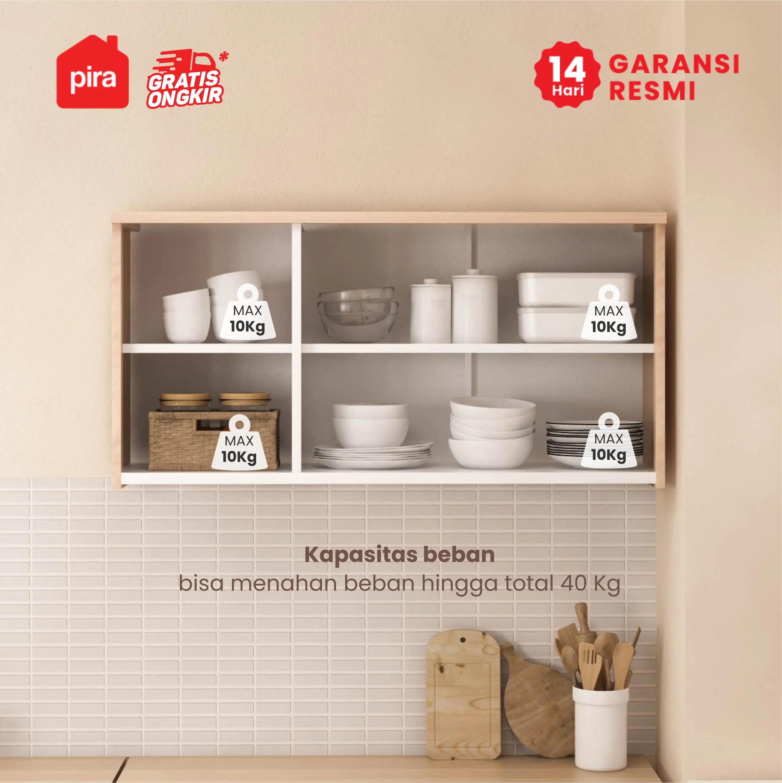 PIRA -  CUISI MKCWU KITCHEN SET / RAK DAPUR BESI / LEMARI DAPUR BESI / RAK DAPUR warna PRO OAK - WHITE - PIRA - foto 2