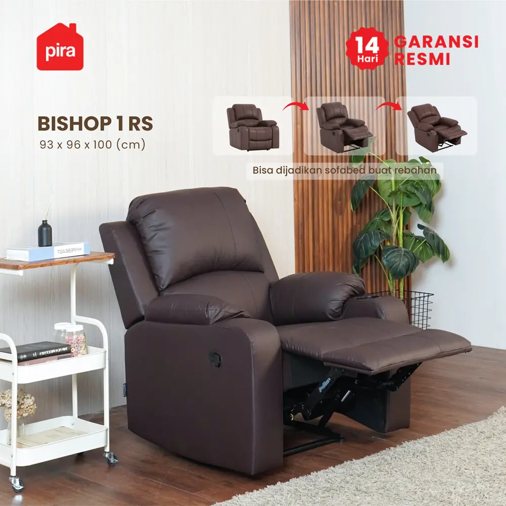 PIRA - BISHOP 1 RS SOFA / SOFA RECLINER warna DARK BROWN - BAVARIAN - foto 2