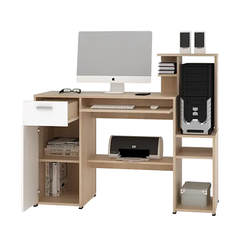 PIRA WORK - MOLA DK MEJA KANTOR / MEJA BELAJAR / MEJA KOMPUTER warna PRO OAK - WHITE SM - PIRA WORK - foto 6