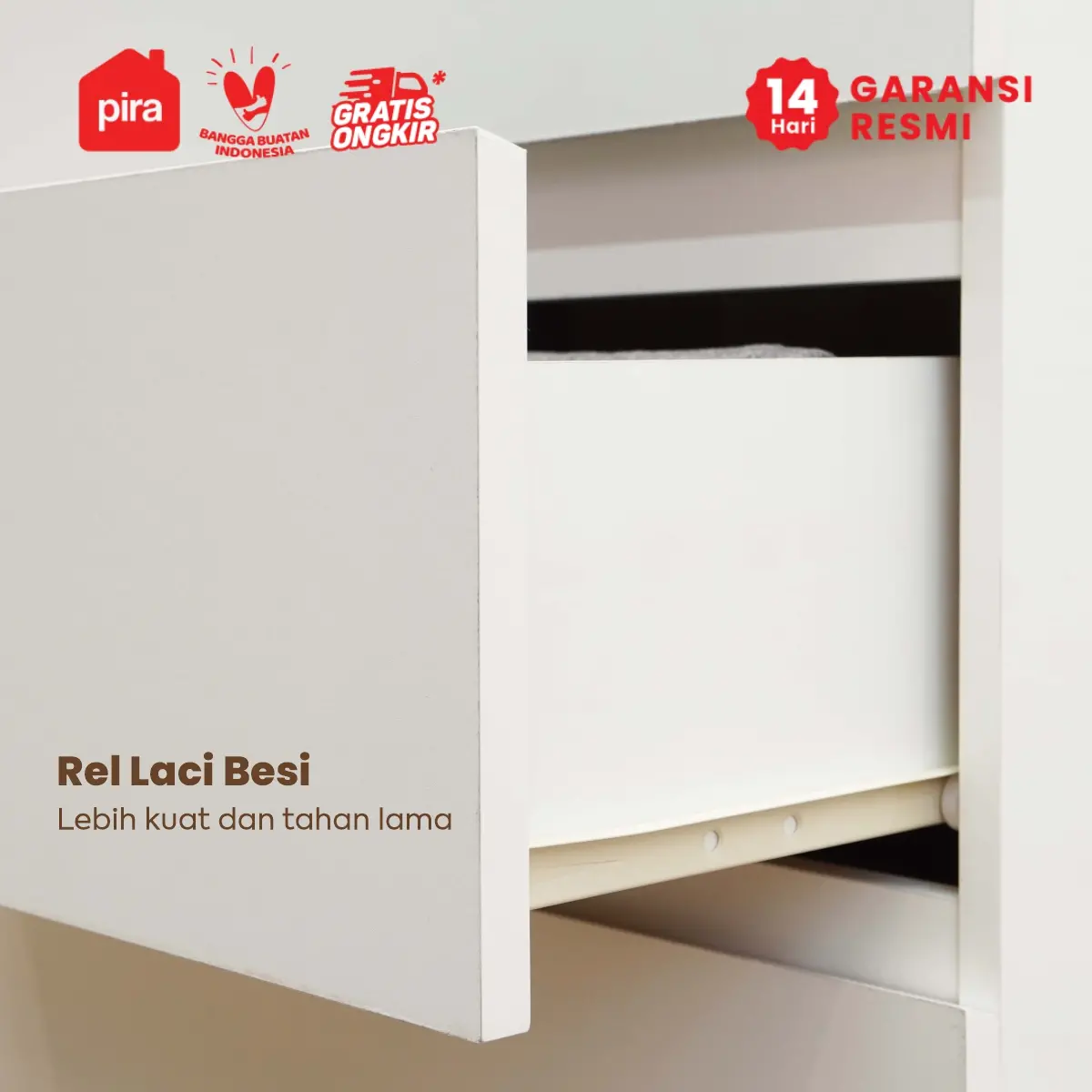 PIRA -  LINUS CH4 HD LEMARI LACI 4 SUSUN / DRAWER / LEMARI SUSUN DENGAN PENYIMPANAN TAMBAHAN warna WHITE SM - PIRA - foto 5