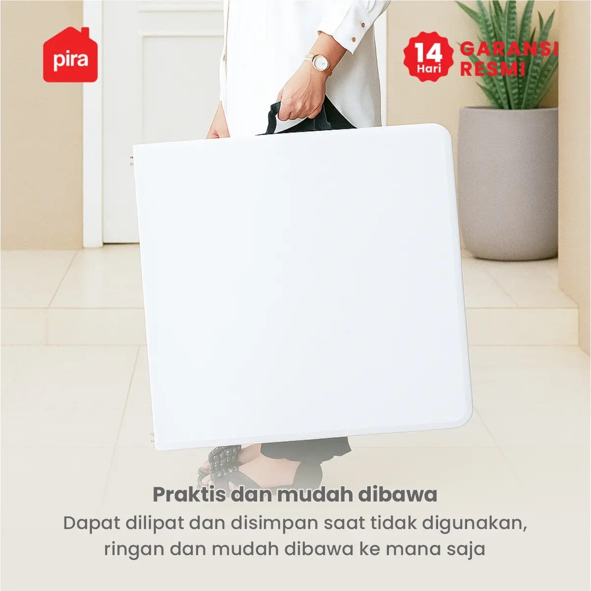 PIRA - FOLDA FT122 H MEJA SERBAGUNA / MEJA LIPAT OUTDOOR / MEJA TAMAN / MEJA MAKAN warna WHITE - PIRA - foto 6