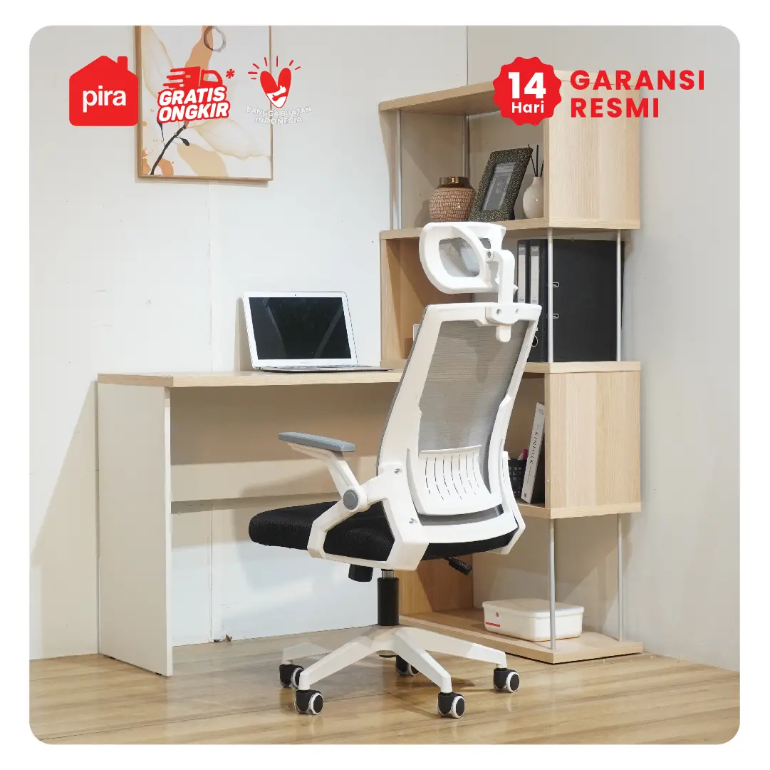 PIRA - ZACK DK 80 MEJA KERJA / MEJA BELAJAR DENGAN RAK BUKU warna PRO OAK - WHITE SM - PIRA - foto 7