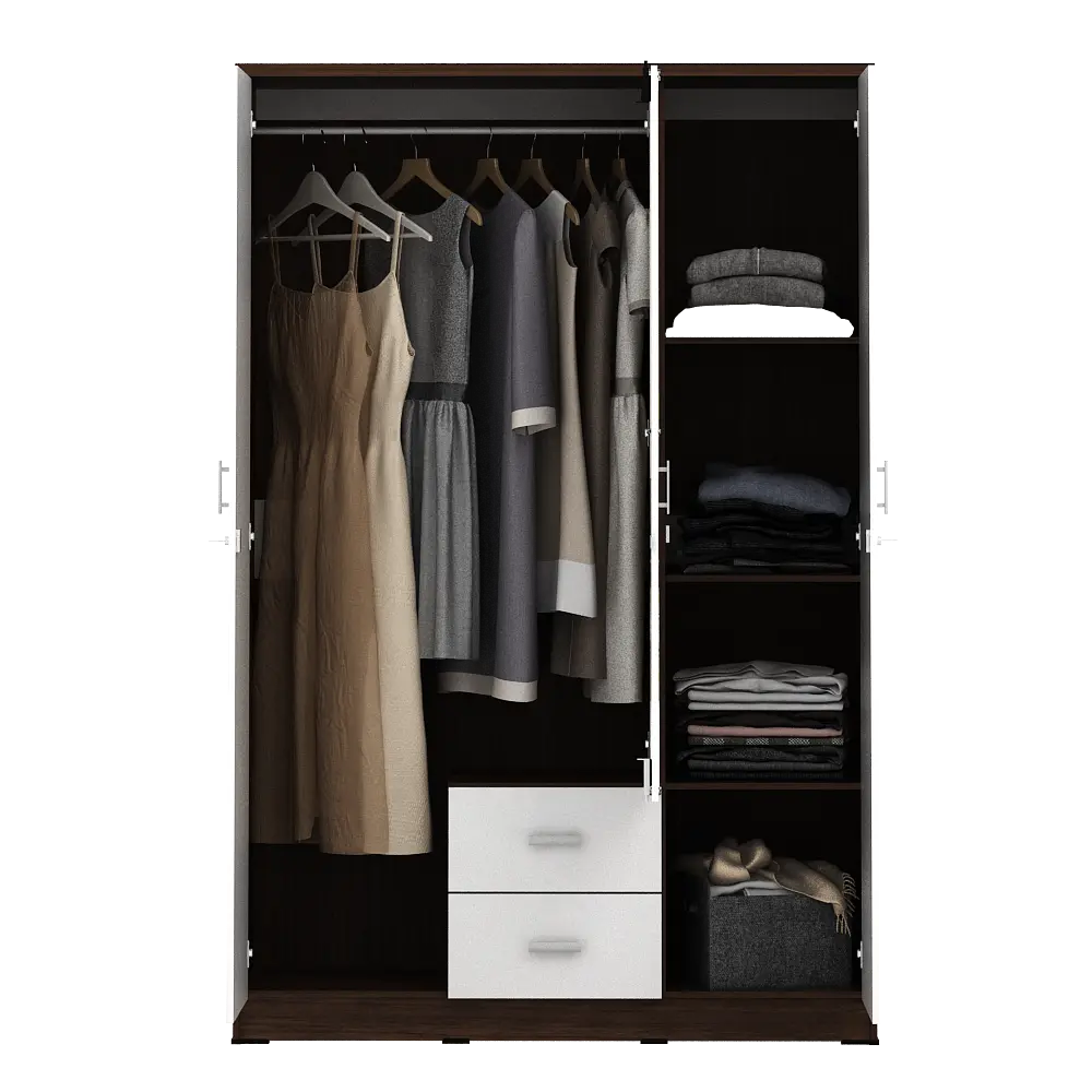 PIRA METROPOLIS OX - ASTA 3PL LEMARI PAKAIAN 3 PINTU warna AMERICAN WALNUT - WHITE - PIRA METROPOLIS OX - foto 9