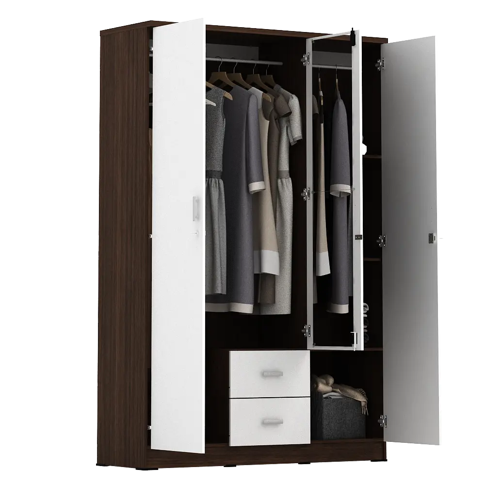 PIRA METROPOLIS OX - ASTA 3PL LEMARI PAKAIAN 3 PINTU warna AMERICAN WALNUT - WHITE - PIRA METROPOLIS OX - foto 10