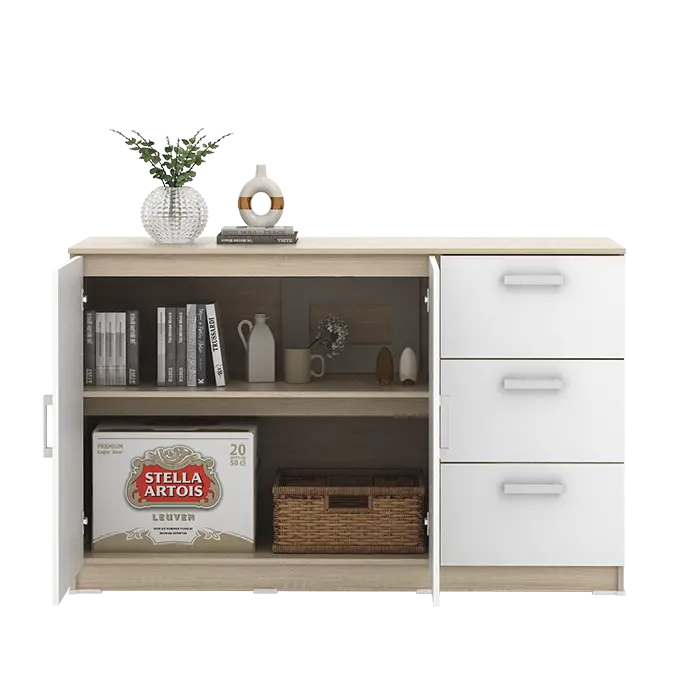 PIRA METROPOLIS - ALBA BAZ SB 120 BUFET warna SONOMA OAK - WHITE - METROPOLIS - foto 2