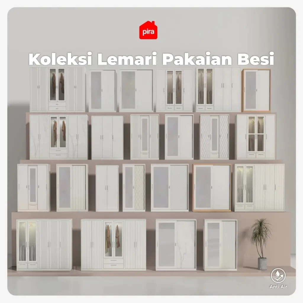 PIRA - STEEL A 120A N MWDSL LEMARI PAKAIAN BESI SLIDING / PINTU GESER warna WHITE - PIRA - foto 9