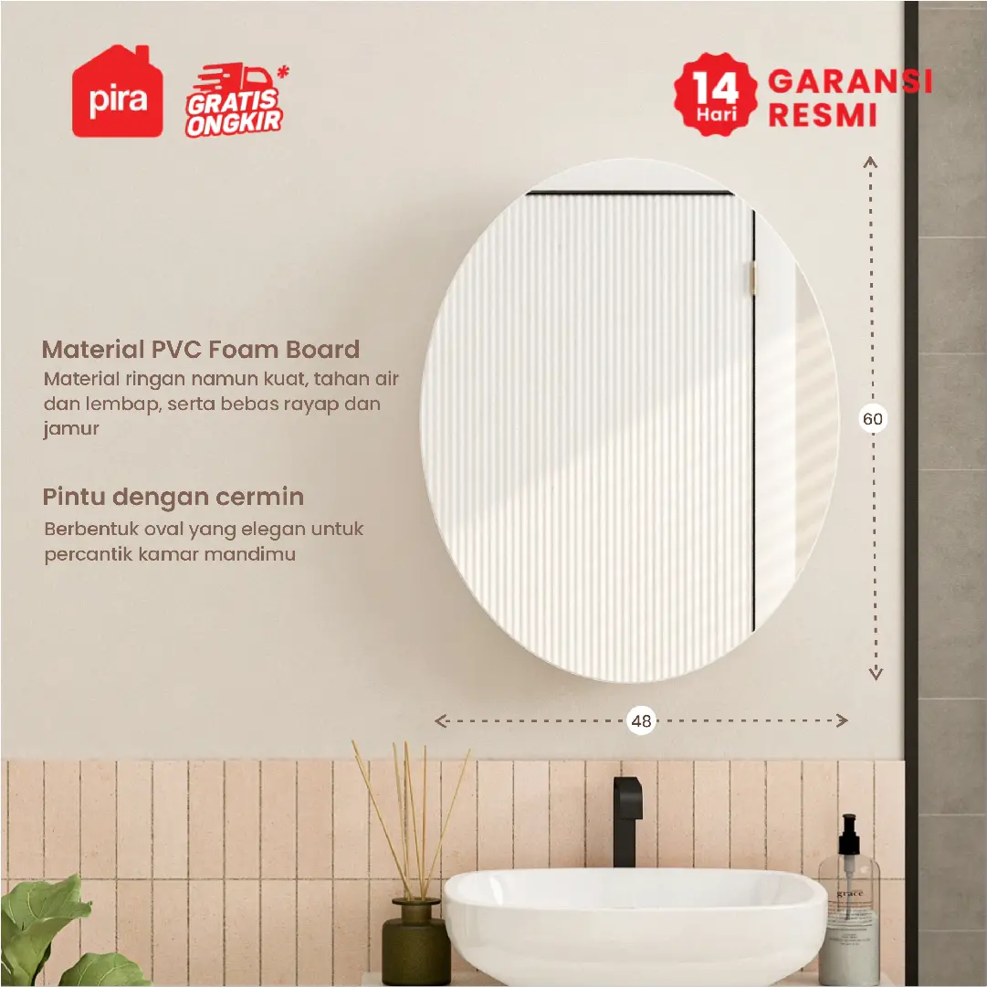 PIRA - EVIER BTC40 OV RAK CERMIN WASTAFEL warna WHITE - PIRA - foto 2