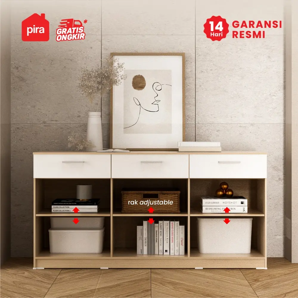 PIRA METROPOLIS OX - ARUNA SB151 BUFET / RAK DAPUR / KITCHEN SET BAWAH DAPUR / LEMARI DAPUR warna PRO OAK - WHITE - PIRA METROPOLIS OX - foto 3