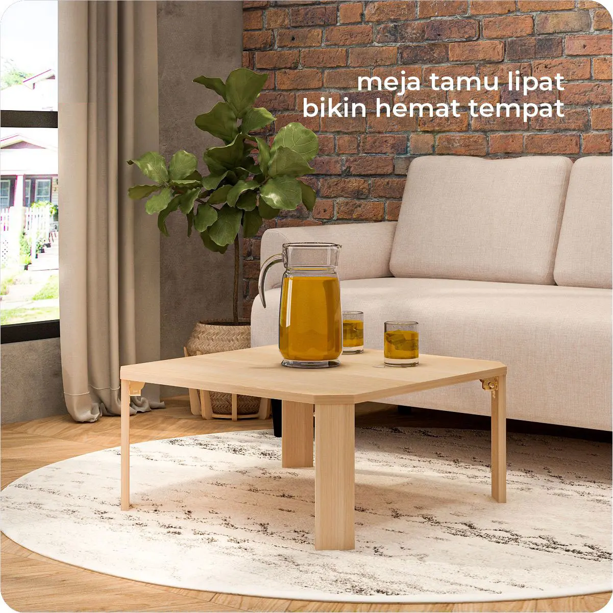 PIRA - TABE CT70 MEJA TAMU / MEJA MAKAN LIPAT LESEHAN / MEJA BELAJAR LIPAT LESEHAN warna PRO OAK - PIRA - foto 2
