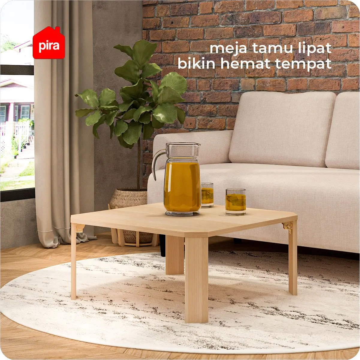 PIRA - TABE CT70 MEJA TAMU / MEJA MAKAN LIPAT LESEHAN / MEJA BELAJAR LIPAT LESEHAN warna PRO OAK - PIRA - foto 3