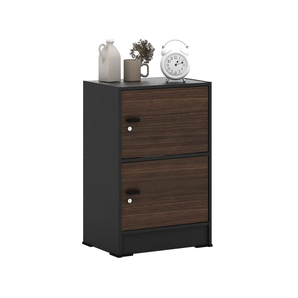 PIRA METROPOLIS OX - ARUNA RSG2 RAK SERBAGUNA / RAK SUSUN 2 PINTU warna BLACK - AMERICAN WALNUT - PIRA METROPOLIS OX - foto 3