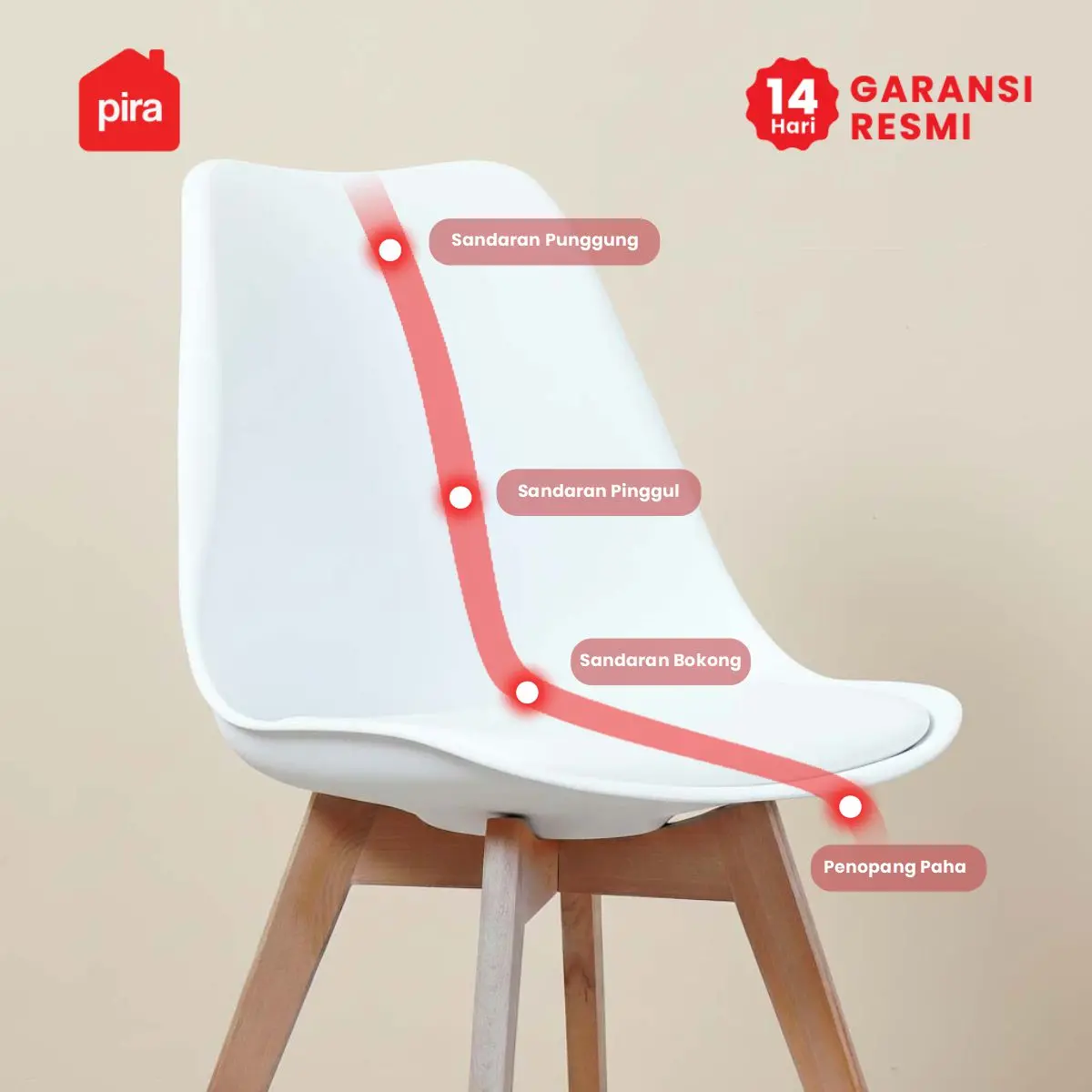 PIRA - BORG A DC KURSI BELAJAR / KURSI KANTOR / KURSI MAKAN / KURSI CAFE / KURSI SANTAI / KURSI TAMU / KURSI PLASTIK warna WHITE - PIRA - foto 7