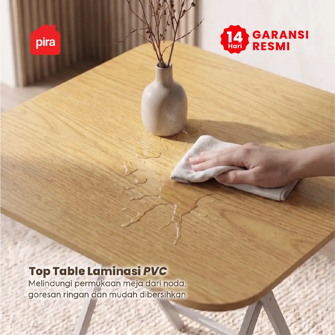PIRA - COMPACT FT80 MEJA MAKAN / MEJA LIPAT / MEJA TERAS / MEJA CAFE / KURSI MAKAN / KURSI LIPAT / MEJA MAKAN SET KURSI warna LIGHT WOOD - PIRA - foto 5