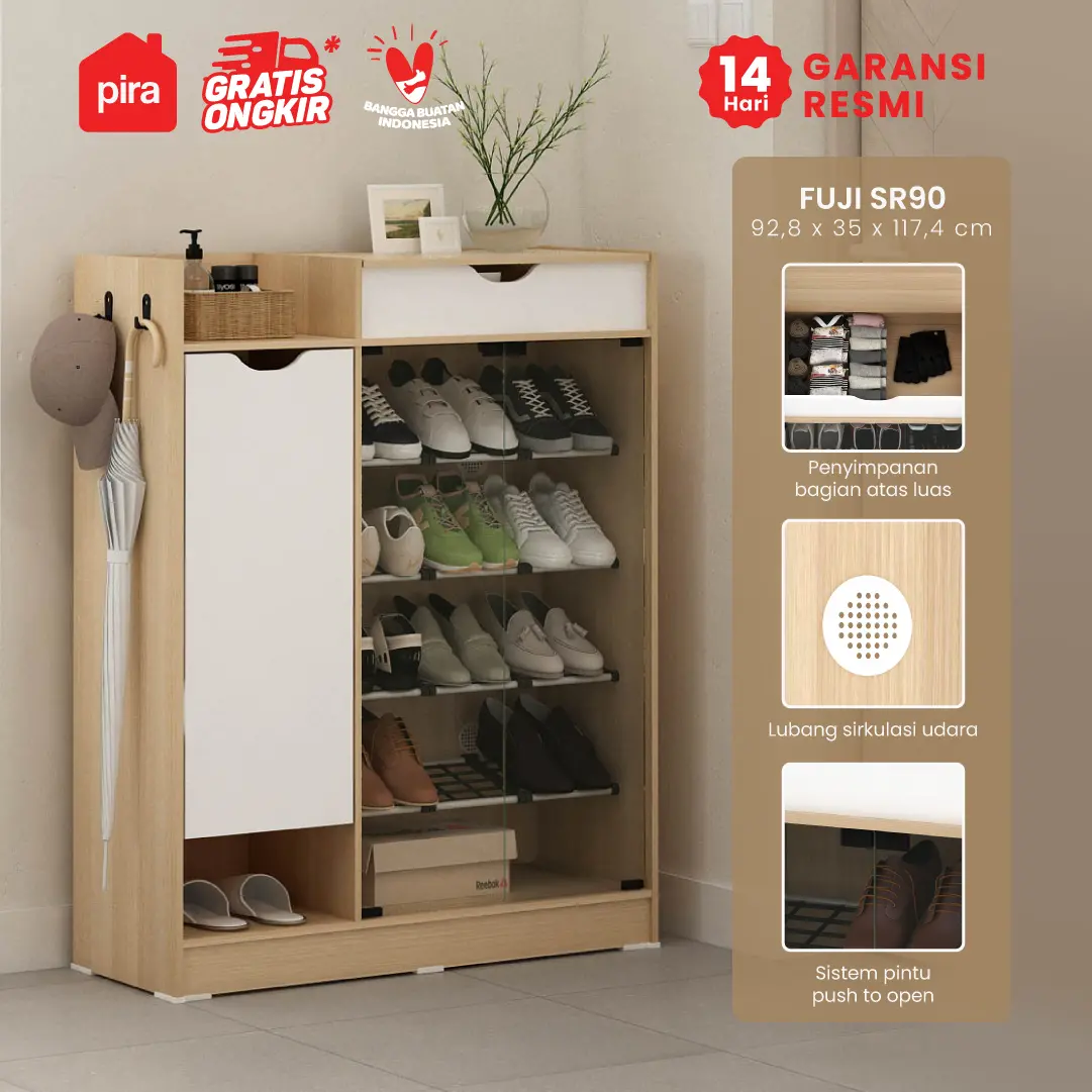 PIRA METROPOLIS OX - FUJI SR90 RAK SEPATU / TEMPAT SEPATU warna PRO OAK - WHITE - PIRA METROPOLIS OX - foto 1