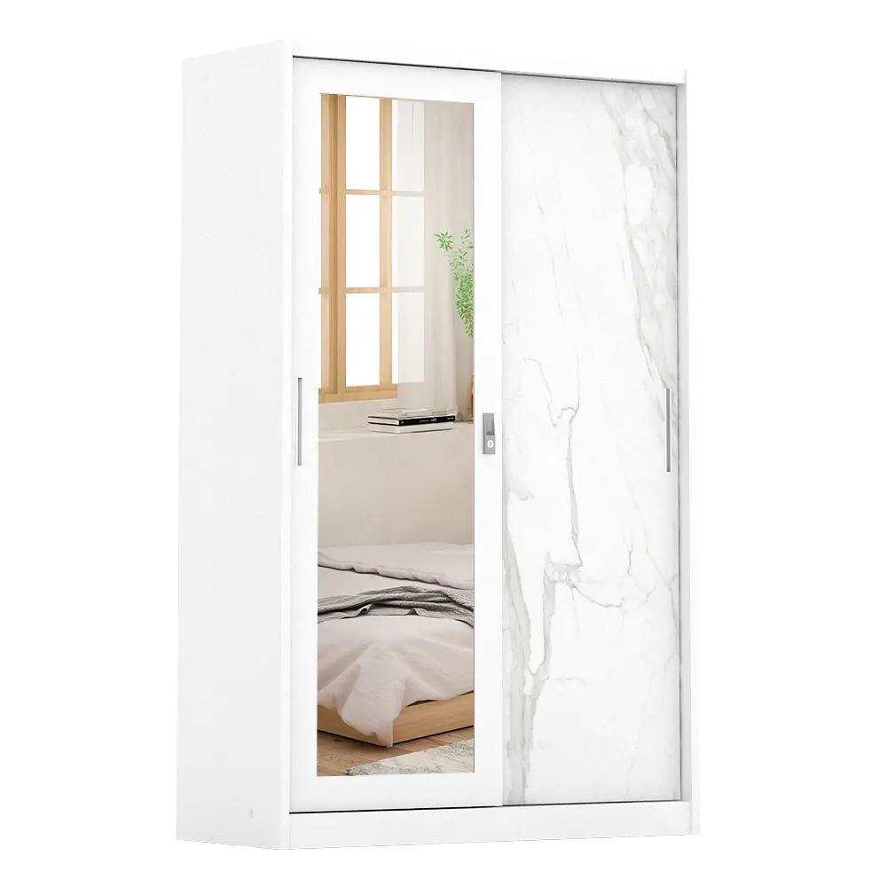 PIRA - CATTA A 120A N MWDSL LEMARI PAKAIAN BESI SLIDING / PINTU GESER warna LIGHT MARBLE - WHITE - PIRA - foto 2