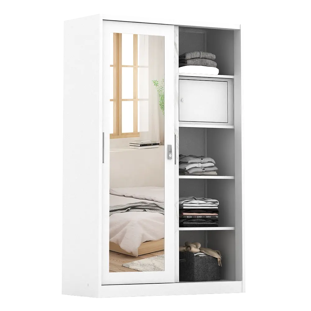PIRA - CATTA A 120A N MWDSL LEMARI PAKAIAN BESI SLIDING / PINTU GESER warna LIGHT MARBLE - WHITE - PIRA - foto 8