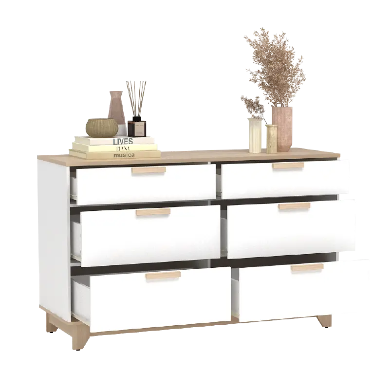 PIRA METROPOLIS -  BEN CH3+3 LEMARI LACI 3+3 SUSUN / KABINET warna PRO OAK - WHITE - PIRA METROPOLIS - foto 14